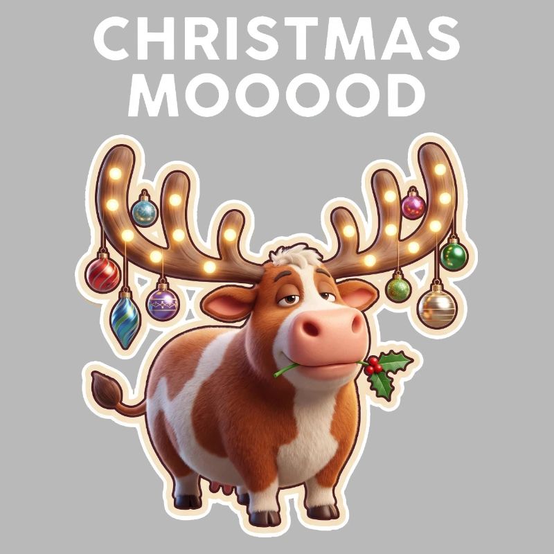 Weihnachtskuh mit Leuchtornamenten