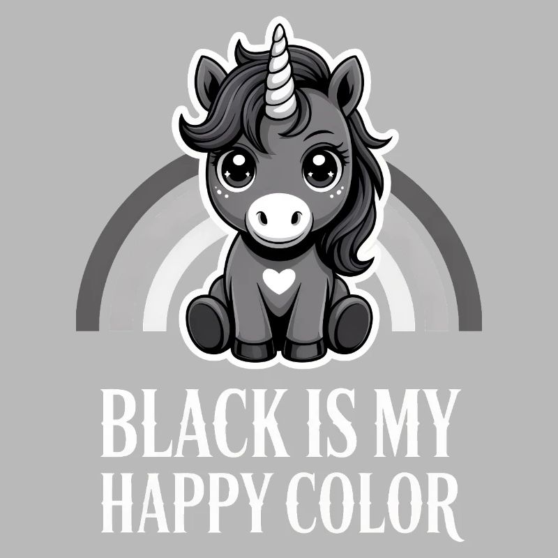 Licorne Noire Joyeuse Couleur