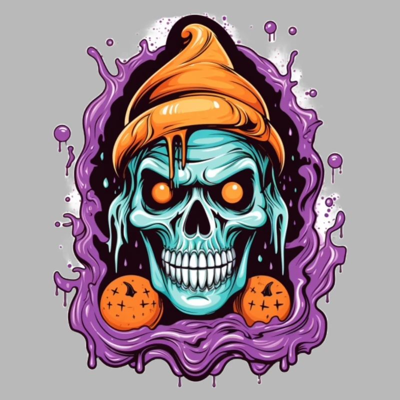 Graffiti Skull mit Halloween-Elementen