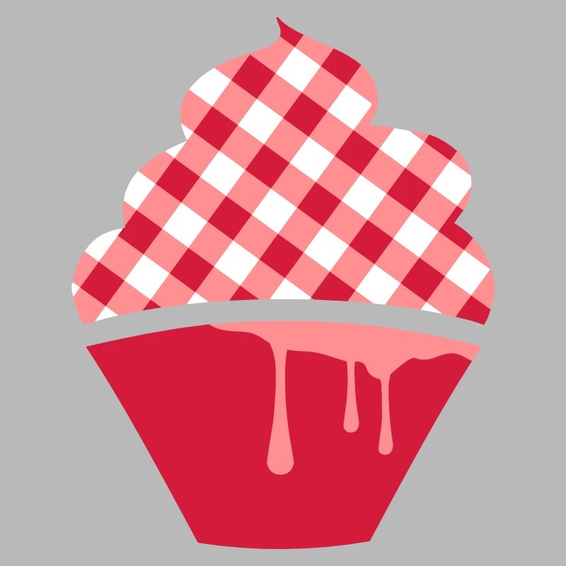 Stylized cupcake with check topping