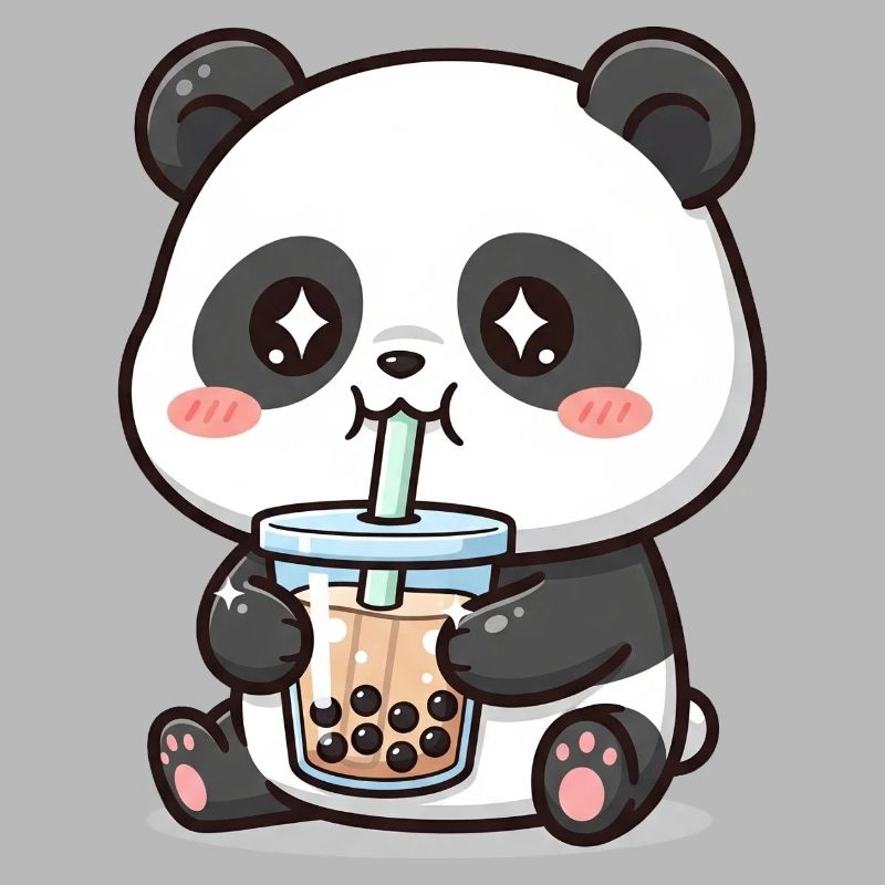 Kuscheliger Pandabär mit Bubble Tea