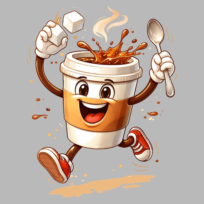 Lustiger Coffee Becher Comic Illustration