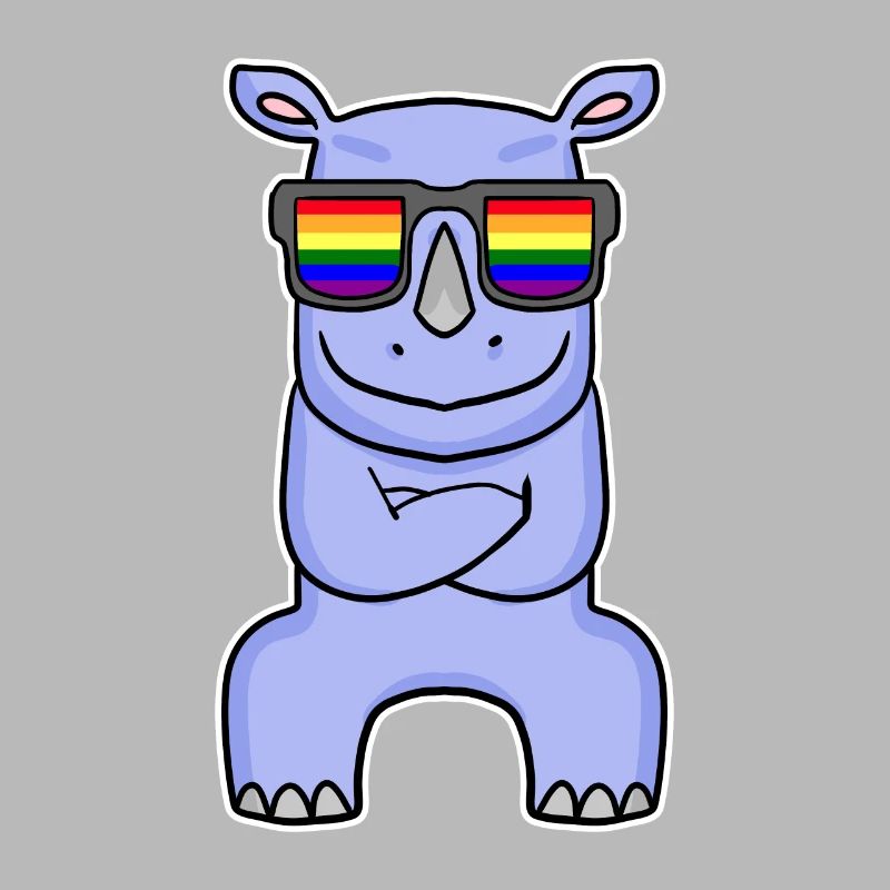 Regenbogen - Nashorn mit Brille