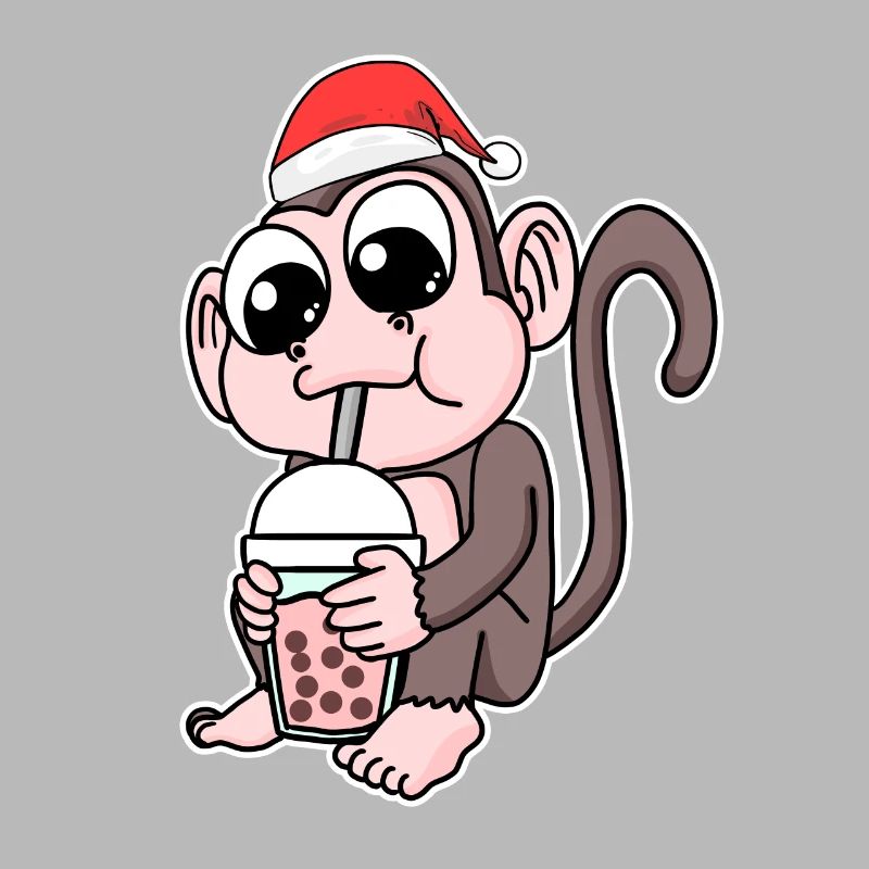 Monkey Christmas Bubble Tea