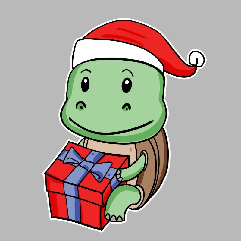 Turtle with Christmas hat