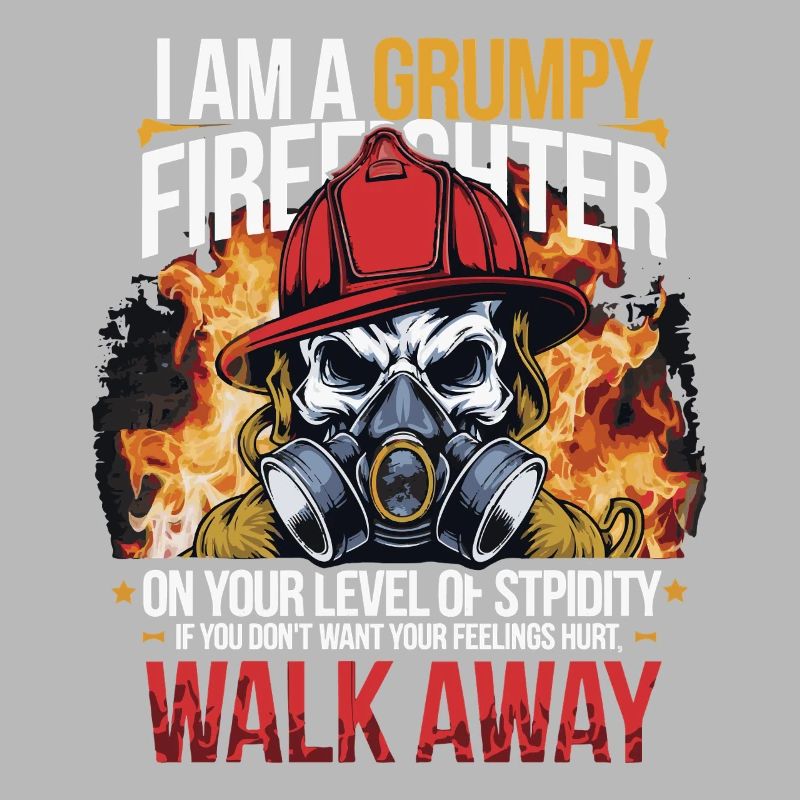 Grumpy Firefighter Skull Design
