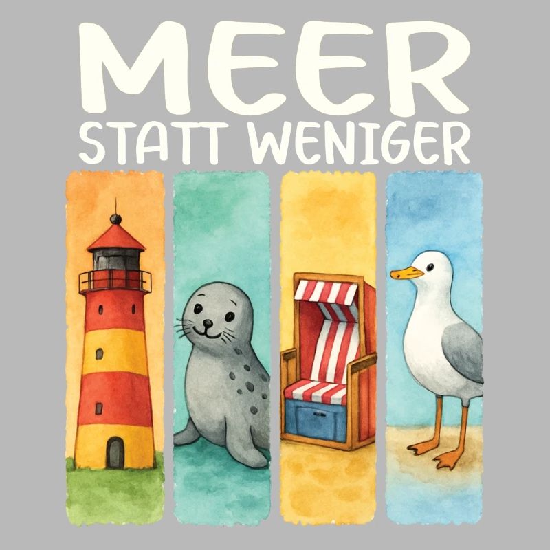 Moin Leuchtturm Robbe Strandkorb Möwe Küste
