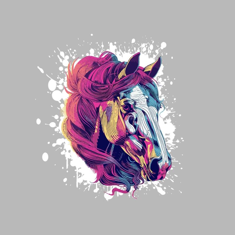 Cheval coloré PopArt Explosion de couleurs