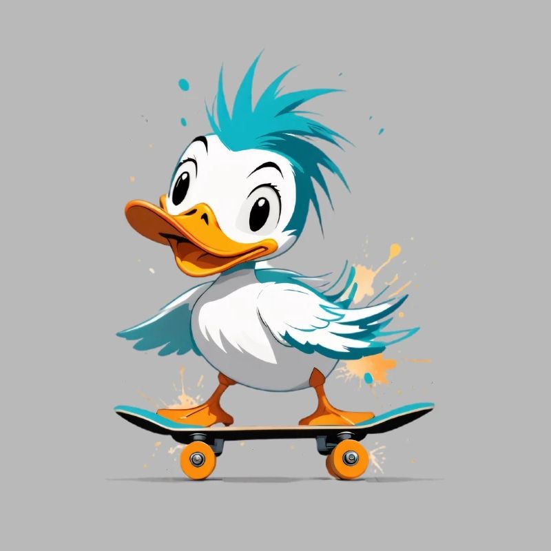 Duck on skateboard color explosion