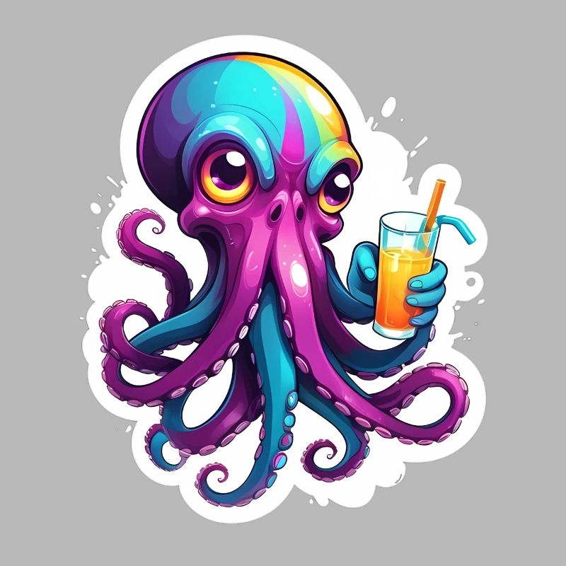 Bunter Oktopus mit Drink
