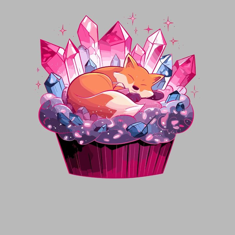 Cuddly fox in crystal cupcake