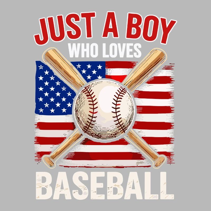 Boy loves baseball and flag