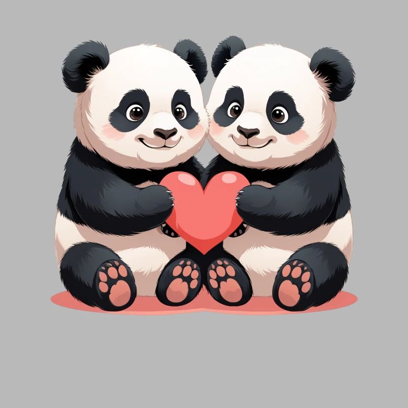 Panda Heart Duo Cuddle Time