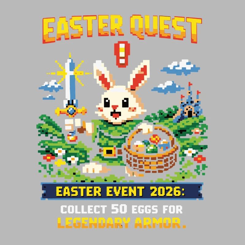 Easter Quest Pixel Bunny and Loot Basket