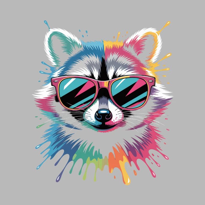 Bunter Waschbär Wasserfarben Spritzer Graffiti
