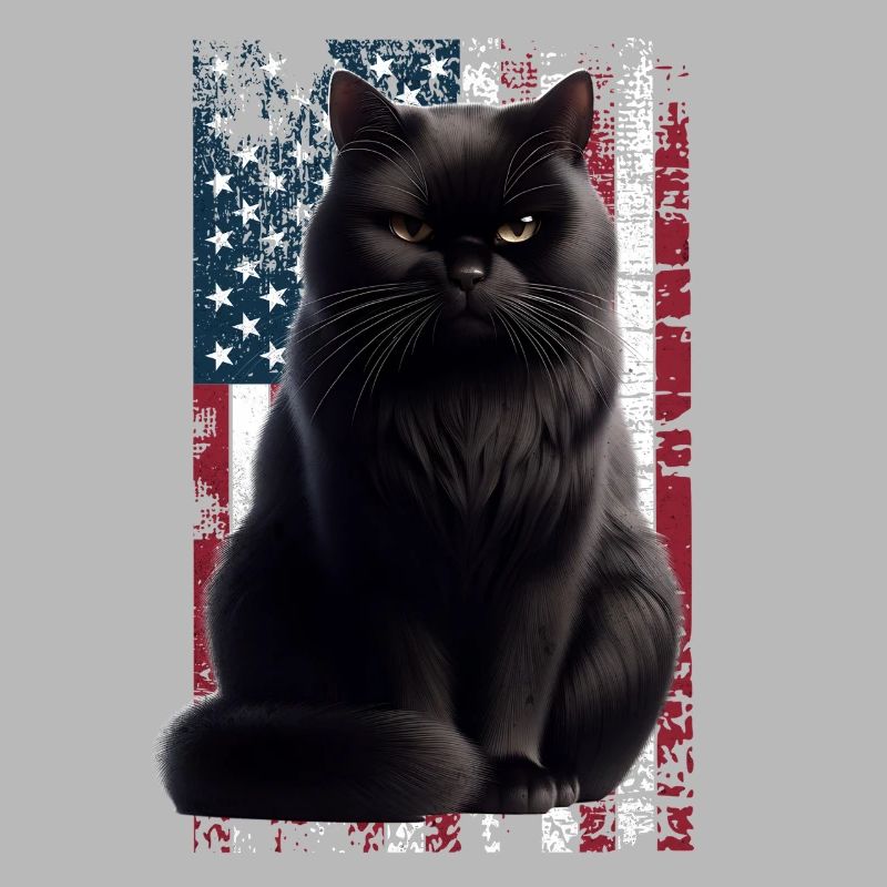 Grumpy Black Cat US Schwarze Katze