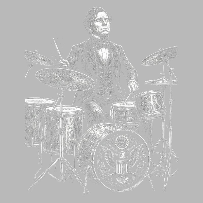 Franklin Pierce plays drums
