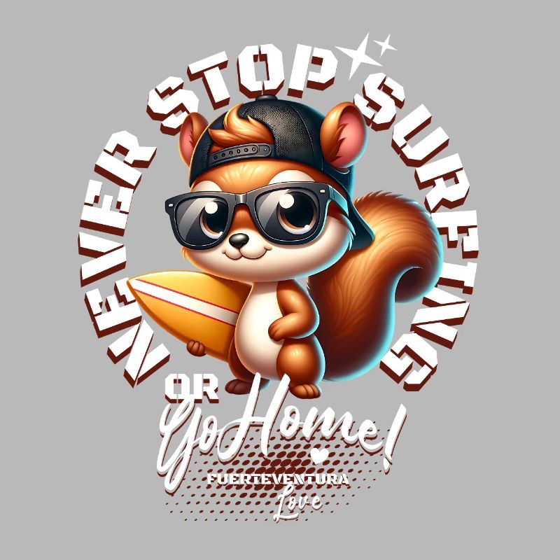 Surfer squirrel with surfboard