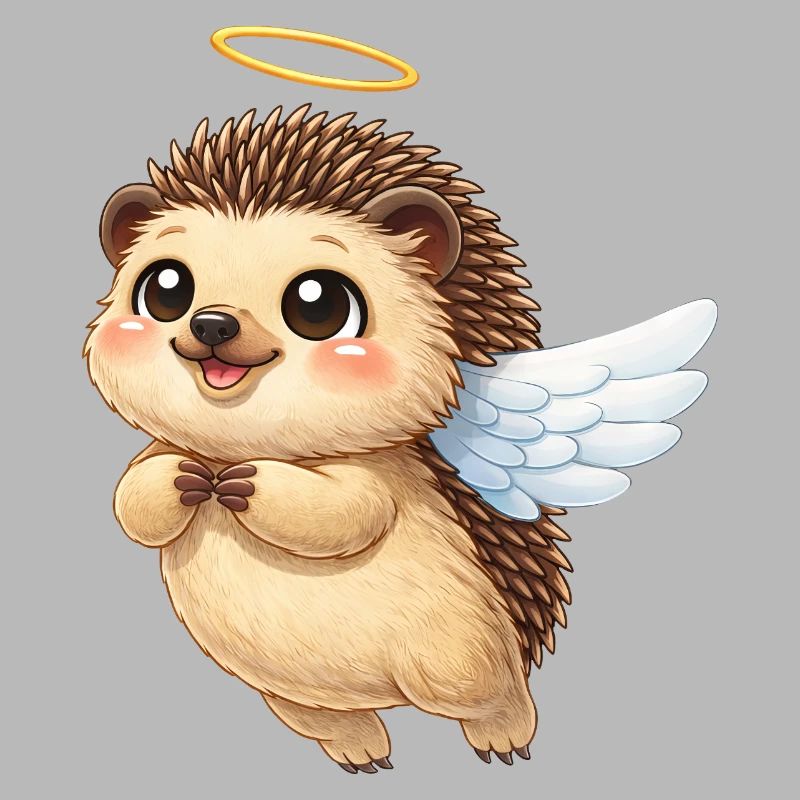 Ange de dessin animé hérisson mignon avec des ailes