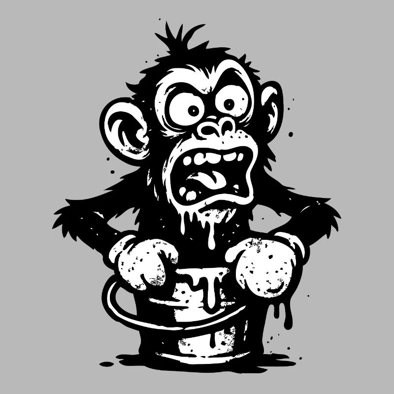 Monkey in a Bucket | Shocked monkey with dripping design