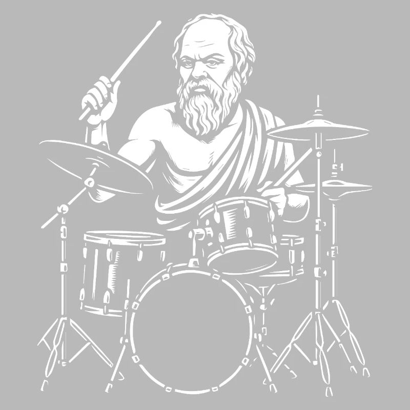 Ancient Socrates  Drummer Line Art