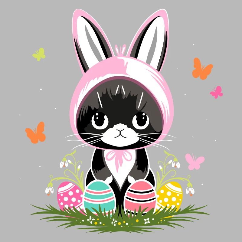 Ostern Katze Ostereier Hasenkostüm