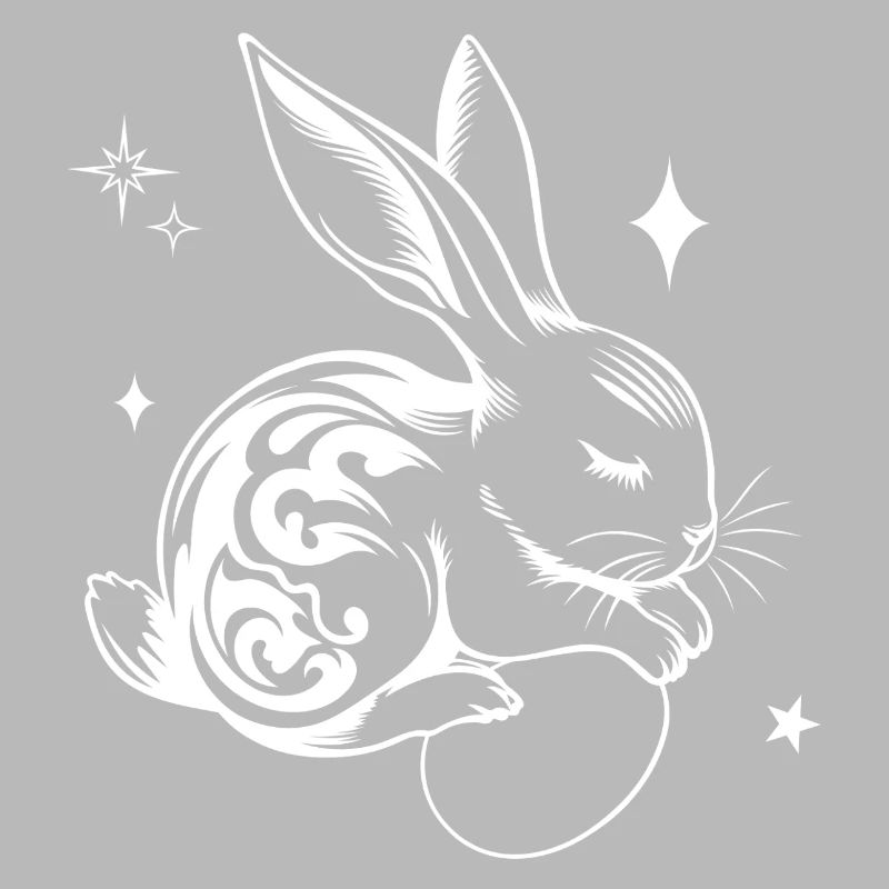 Sleeping Easter Bunny with Tribal and Eggs