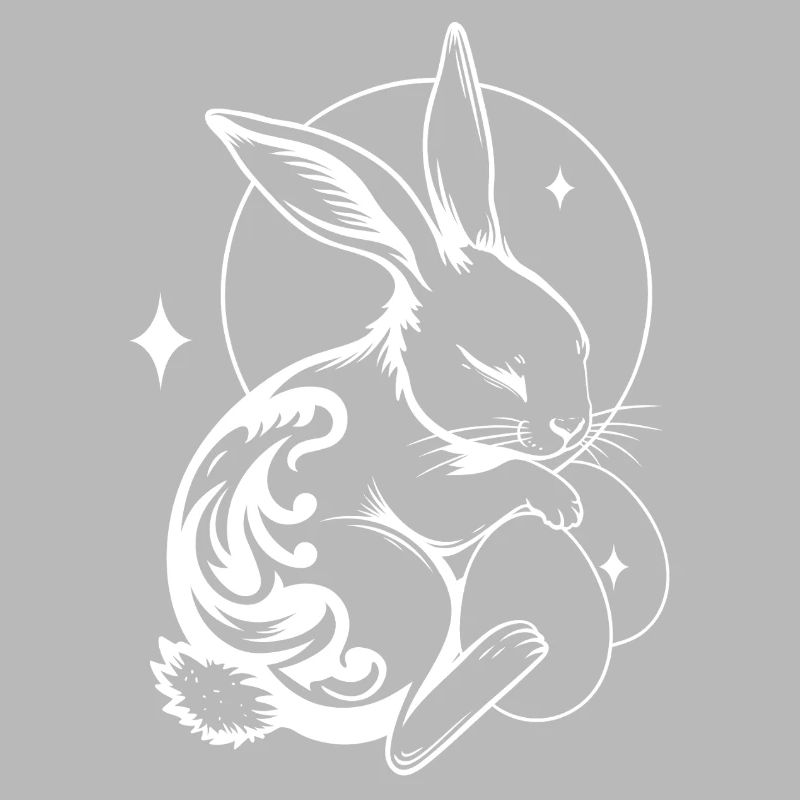 Sleeping Easter Bunny with Tribal and Eggs
