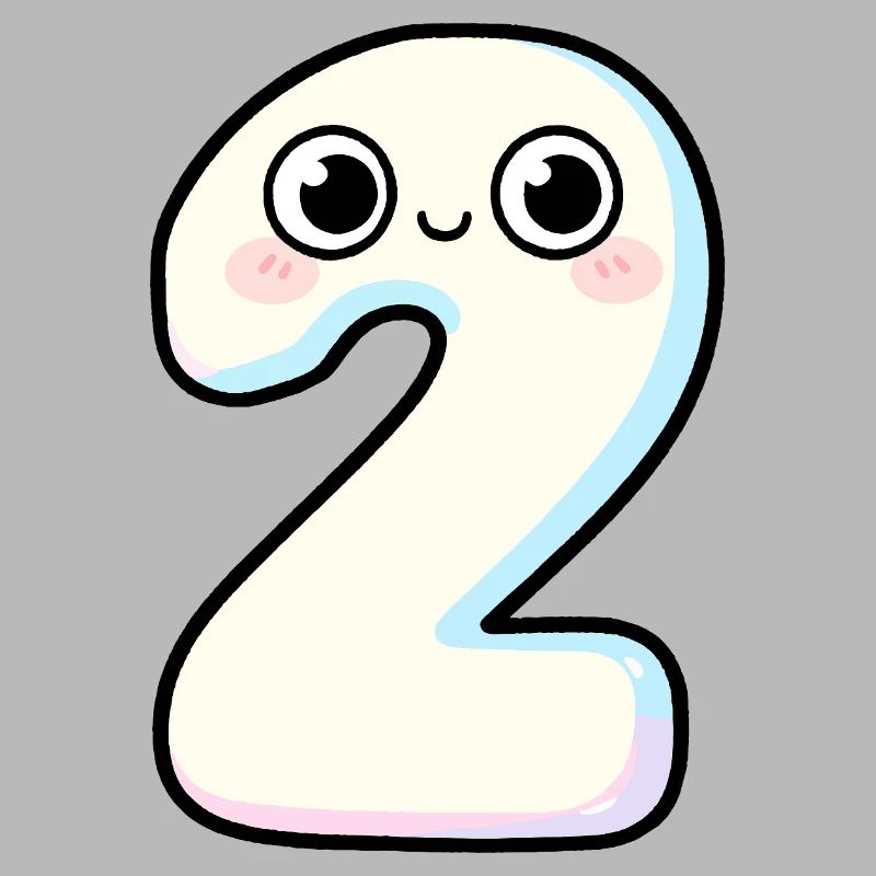 Nummer 2 Kawaii Pastel lächelt