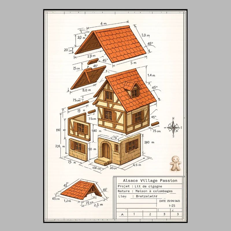 Maison colombages Alsacienne plan architecte 
