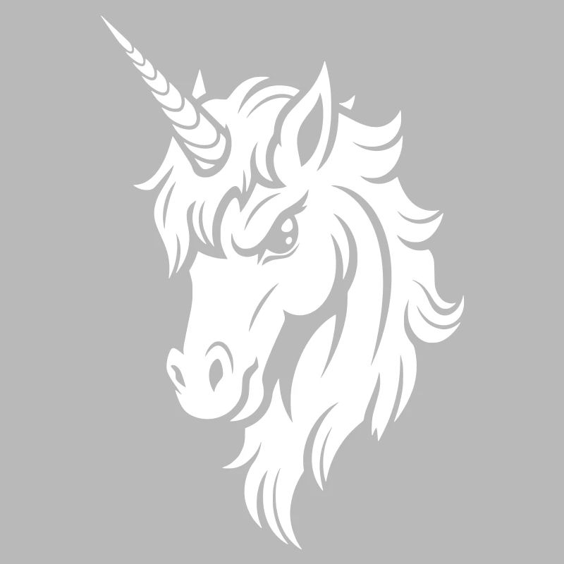 Licorne Sérieuse – Silhouette vectorielle noire et blanche