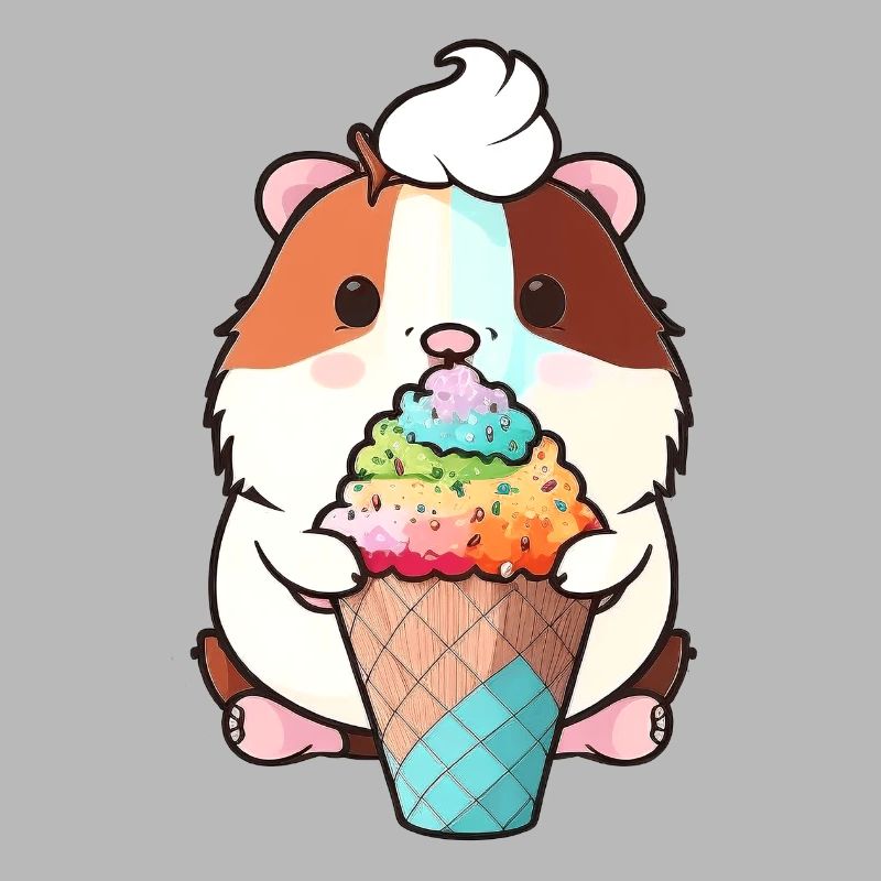 Petit hamster avec de la glace colorée
