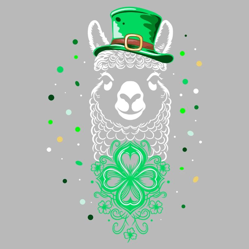 Lama de la Saint-Patrick en alpaga avec trèfle et chapeau