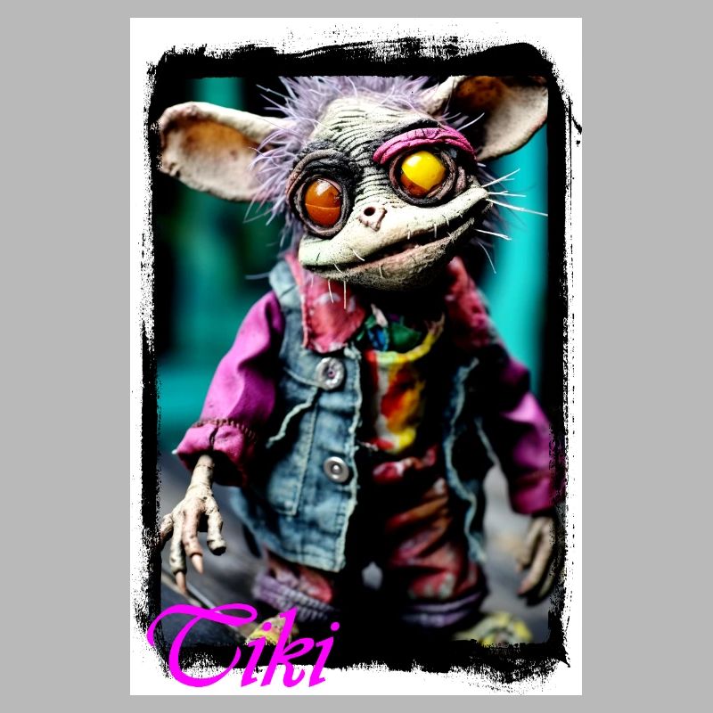 Individual creature doll with glowing eyes