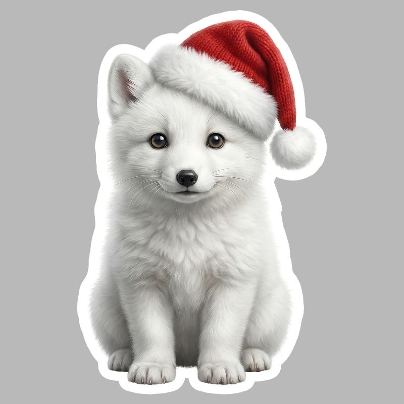 White arctic fox in deep snow