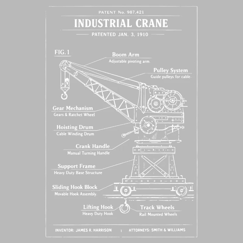 Conception des plans pour une grue industrielle