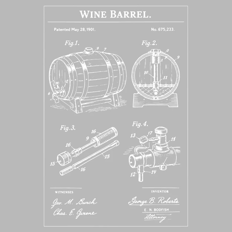 Blueprint Wine Barrel Sketch