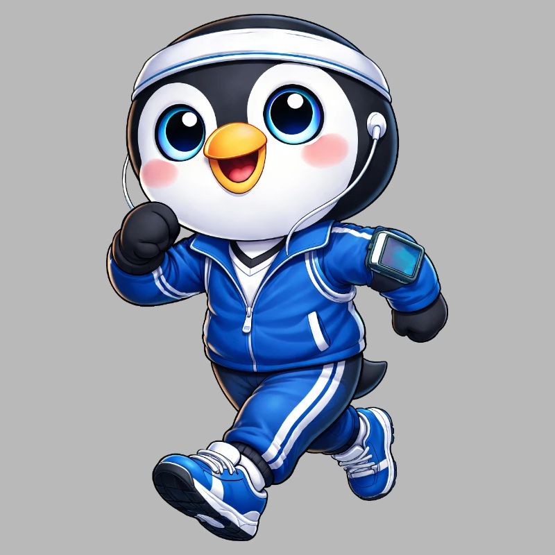 Marathon de jogging de pingouin sympa