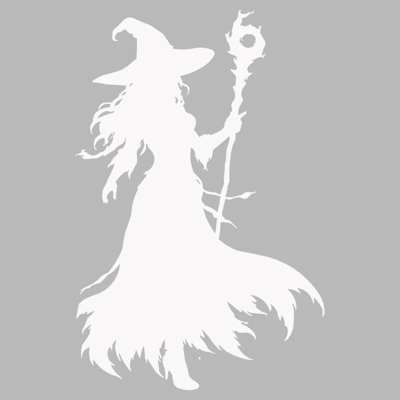 Witches silhouette with staff