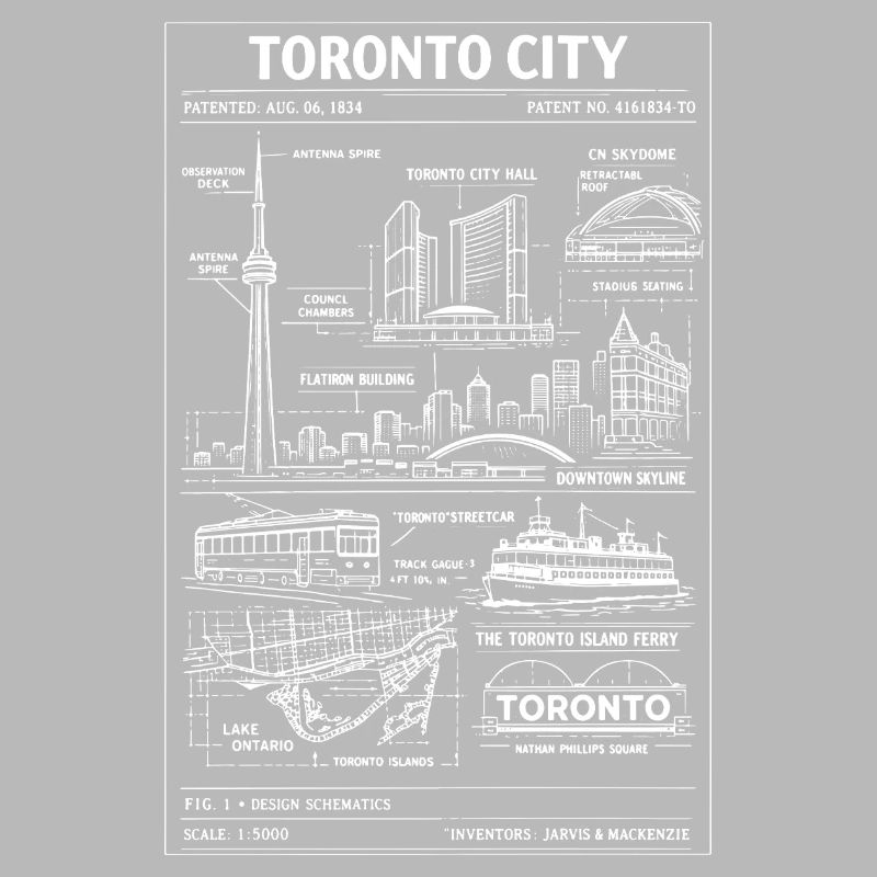 Toronto Skyline Blueprint Illustration