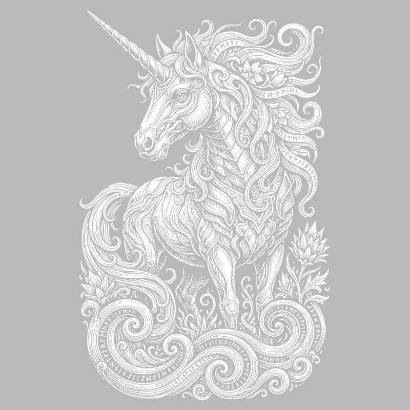 Himmlisches Einhorn in kunstvollen Wirbeln