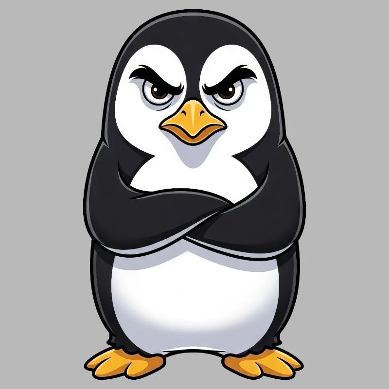 Grumpy Penguin Cartoon Sour Grumpy Annoyed