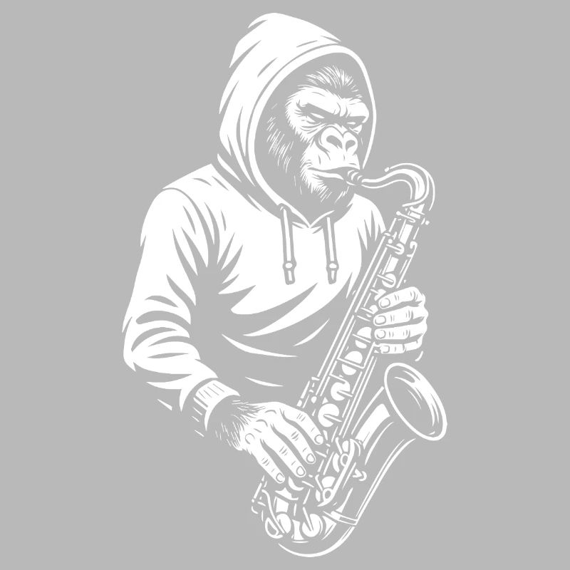 Singe en design de saxophone à capuche