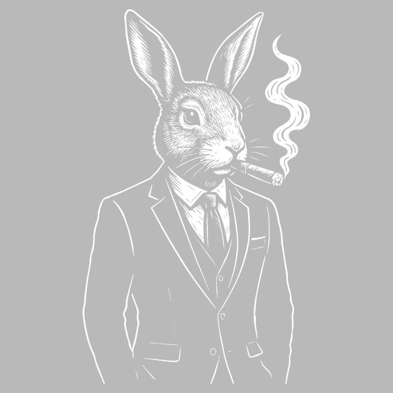 Dapper Rabbit in Suit Smoking