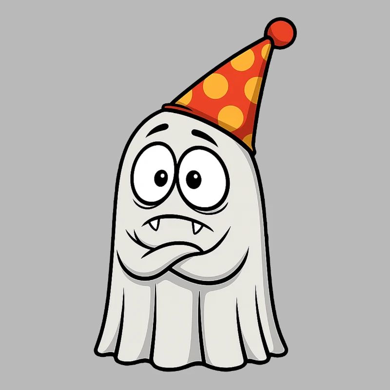 Griesgrämiger Geist mit Partyhut
