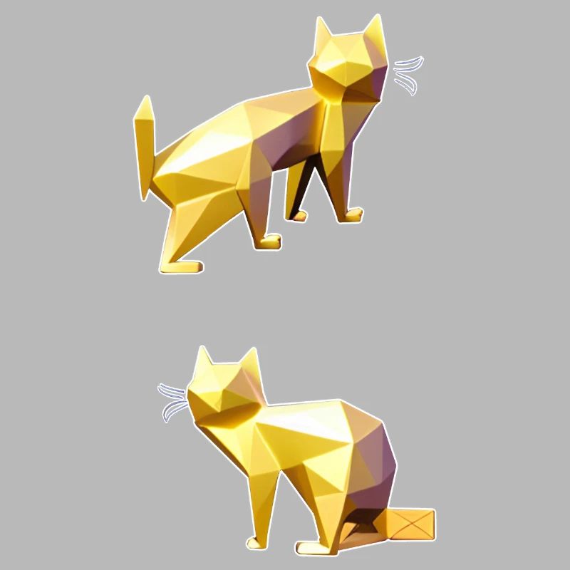 Art de facette Golden Polygon Cats