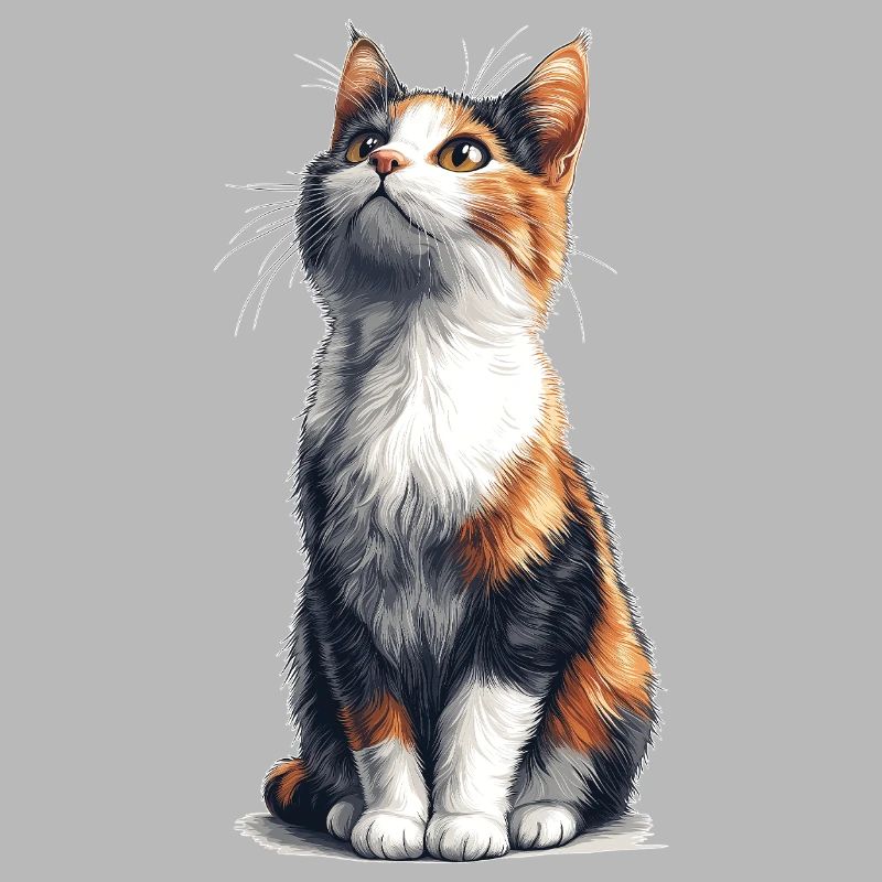 Bunte sitzende Comic Katze