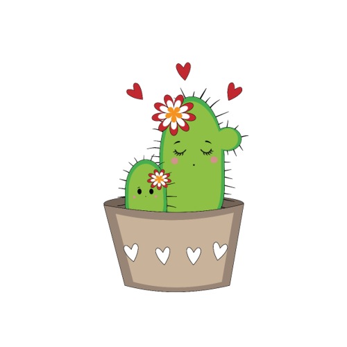 Kaktus Mama mit Kaktus Baby - Sticker