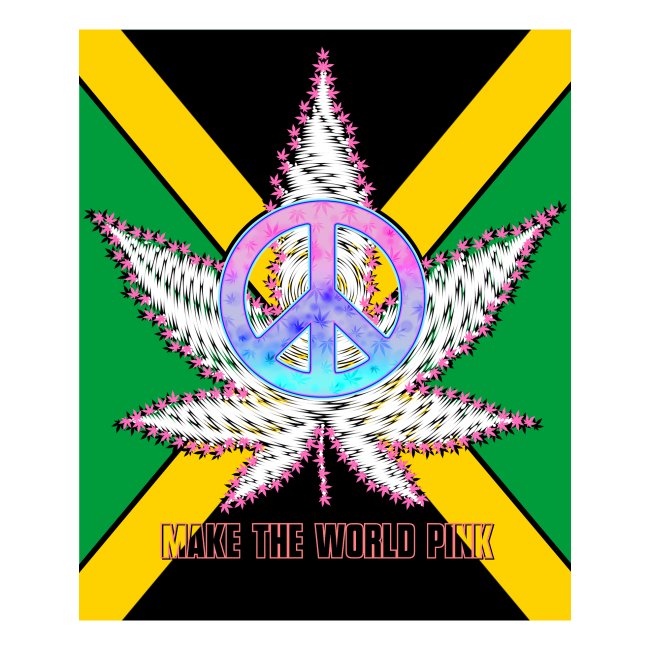 Pink Kannabis Marijuana Ganja Peace Jamaika Flagge
