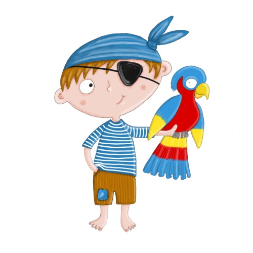 Kleiner Pirat mit Papagei - Sticker